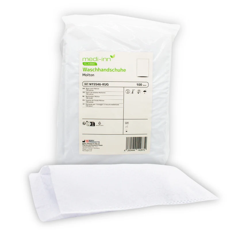 Medi-Inn Einmal-Waschhandschuhe Molton, 15 x 22 cm, 100er Packung