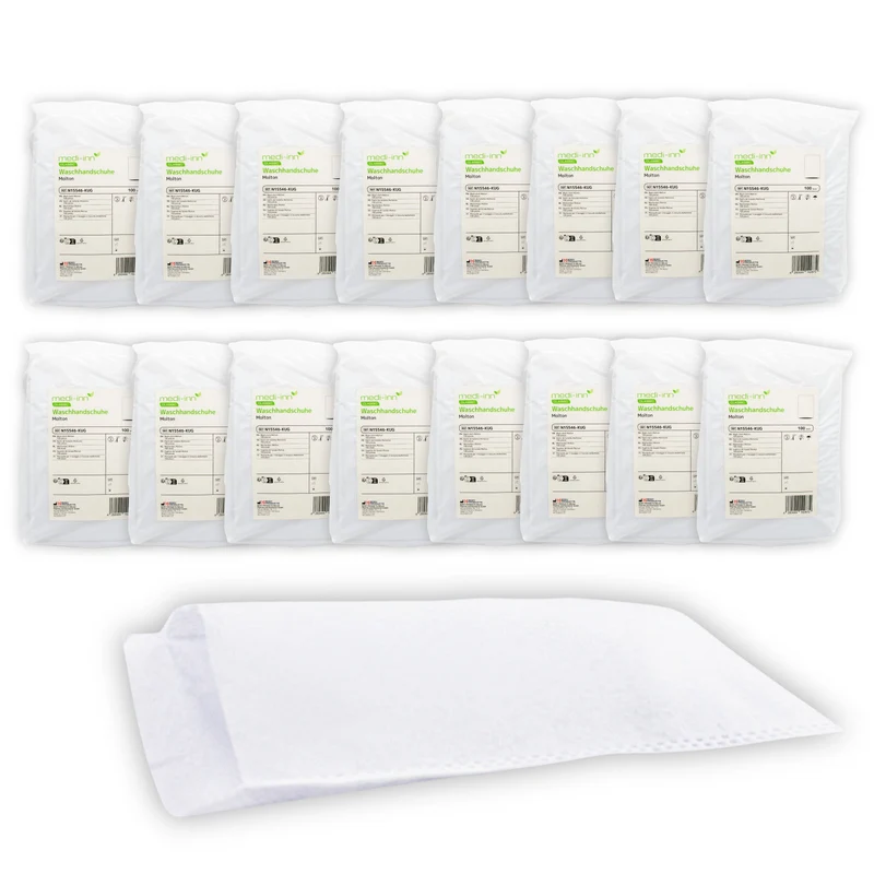 Medi-Inn Einmal-Waschhandschuhe Molton, 15 x 22 cm, 100er Packung
