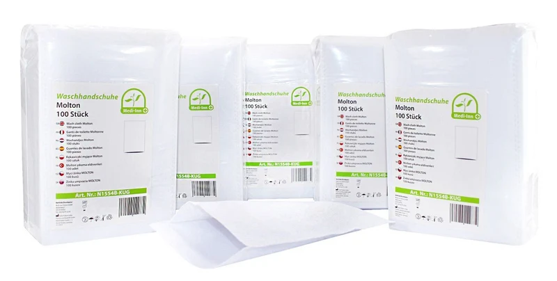 Medi-Inn Einmal-Waschhandschuhe Molton, 15 x 22 cm, 100er Pack