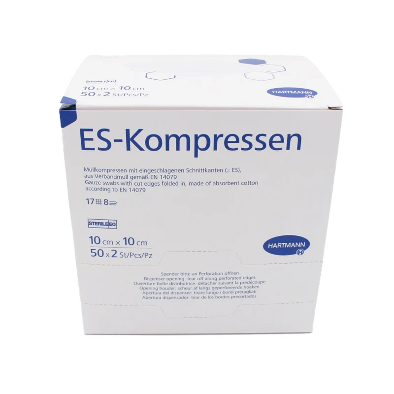 Hartmann ES Mullkompressen steril 10 cm x 10 cm, 17-fädig, 8-fach
