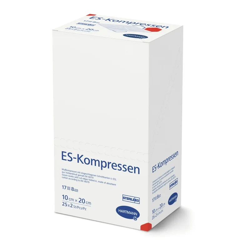 Hartmann ES Mullkompressen steril 10 x 20 cm, 17-fädig, 8-fach