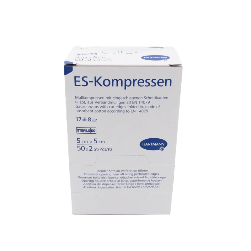 Hartmann ES Mullkompressen steril 5 x 5 cm, 17-fädig, 8-fach