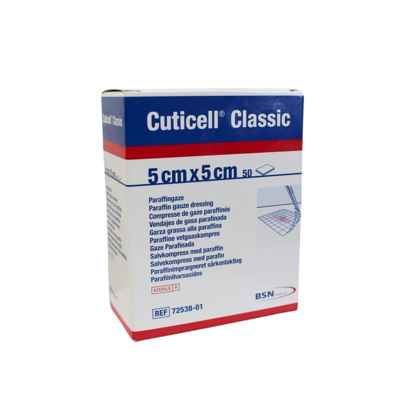 Cuticell Classic Paraffingaze, 5 x 5 cm, steril (1 x 50 Stück)