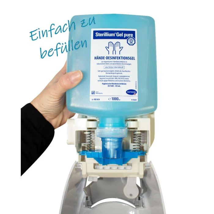 Bode CleanSafe basic Dosierspender manuell bedienbar + Sterillium Gel pure Überkopfflasche 1000 ml