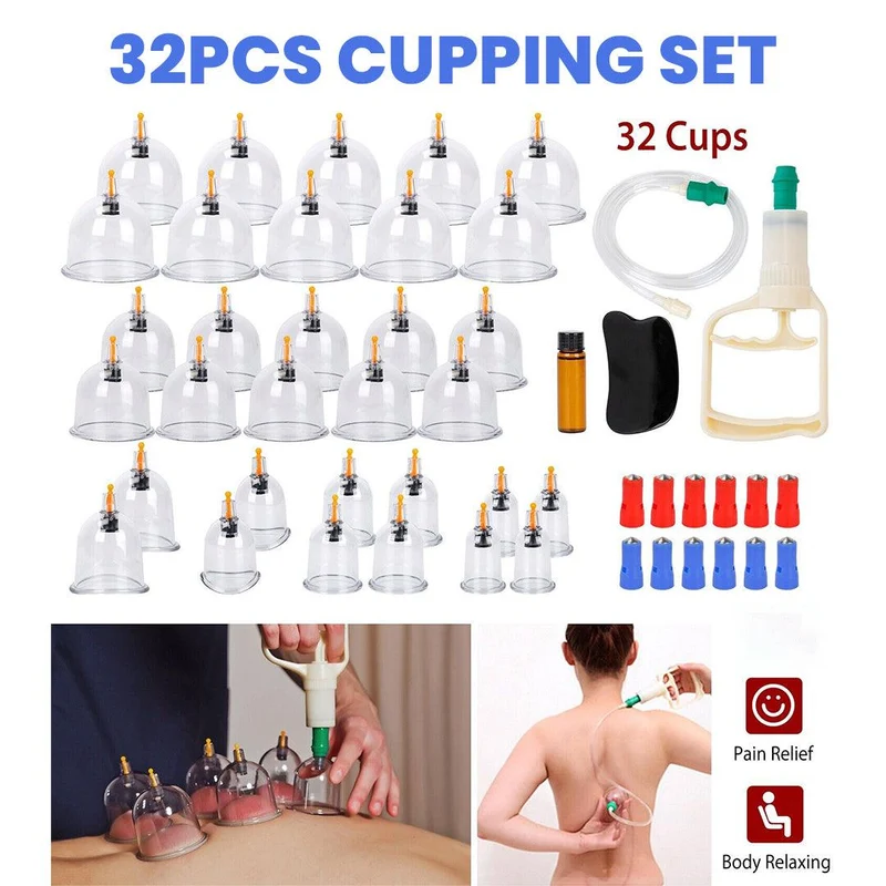 CuppingThera Pro | 32-teiliges Vakuum-Schröpfsatz für Massage & Akupunktur