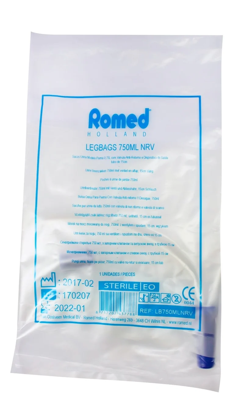 Romed Urinbeutel 750 ml mit Ventil und Ablasshahn steril