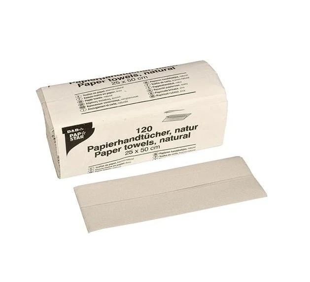 Papstar Papierhandtücher C-Falz 50 cm x 25 cm natur 1-lagig (20 x 120 Blatt = 2400 Blatt)