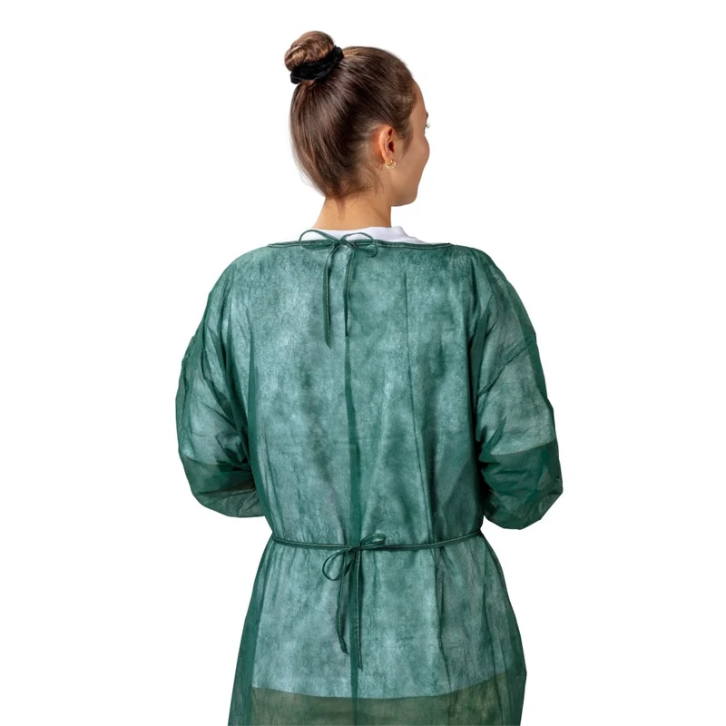 Medi-Inn PP-Besucherkittel mit Strickbündchen, dunkelgrün, 136 x 140 cm