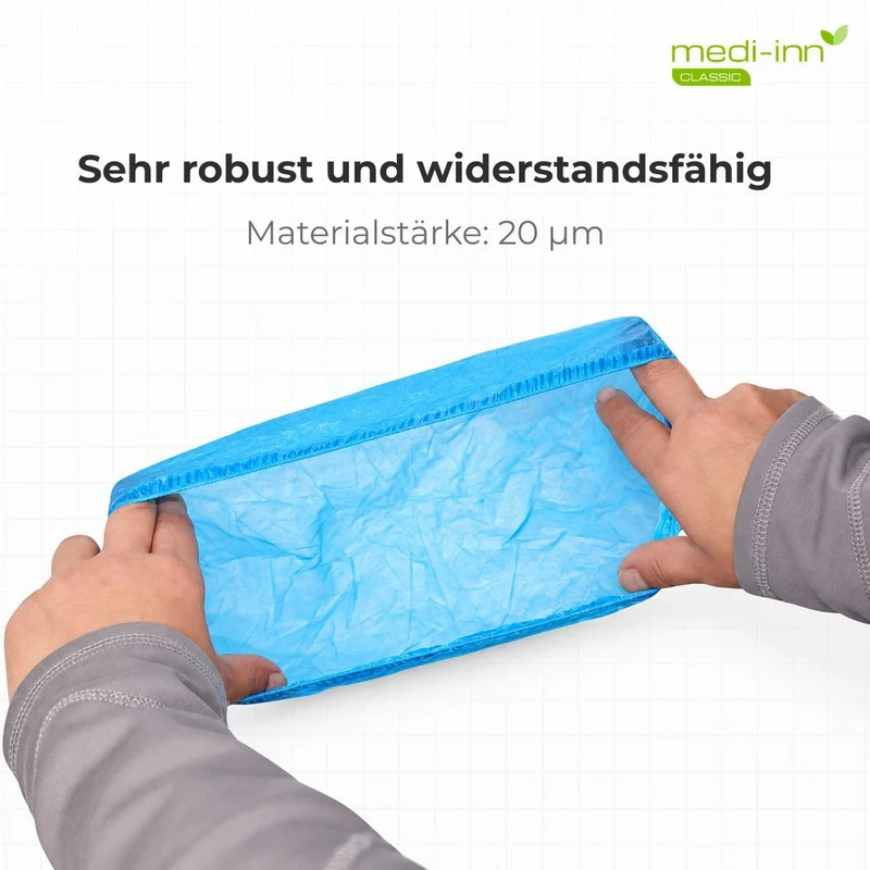 Medi-Inn Überschuhe CPE, Schuhüberzieher mit Gummizug, blau, 20 μm