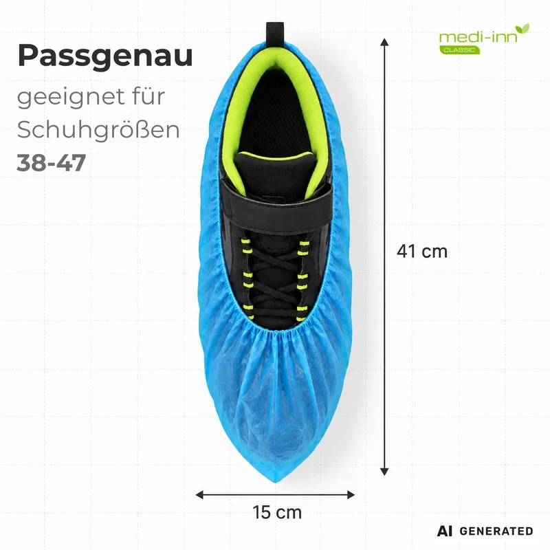Medi-Inn Überschuhe CPE, Schuhüberzieher mit Gummizug, blau, 20 μm