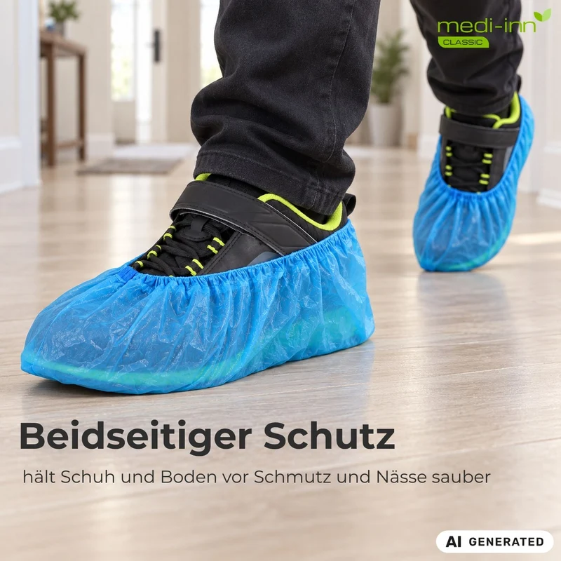 Medi-Inn Überschuhe CPE, Schuhüberzieher mit Gummizug, blau, 20 μm