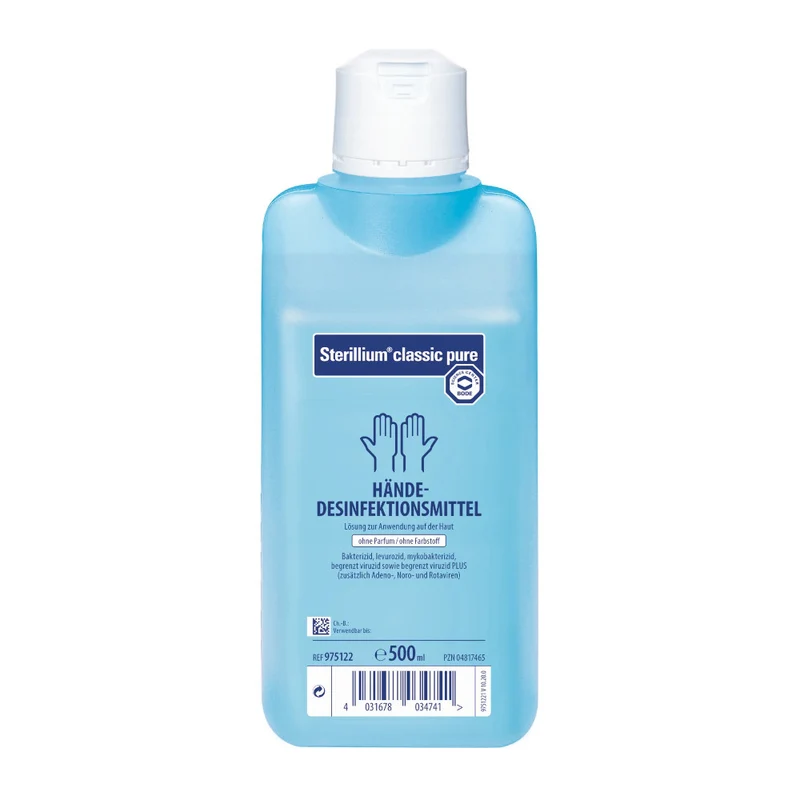 Medi-Inn Wandspender Kunststoff, Langarmhebel, für 500 ml Euroflaschen + Bode Sterillium classic pure Händedesinfektion 500 ml