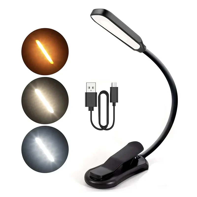 LumiLeaf 7 LED Leselampe | USB Aufladbar | 3 Lichtfarben & 9 Helligkeitsstufen | Flexibel & Augenfreundlich