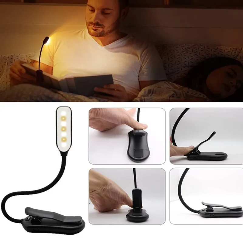 LumiLeaf 7 LED Leselampe | USB Aufladbar | 3 Lichtfarben & 9 Helligkeitsstufen | Flexibel & Augenfreundlich