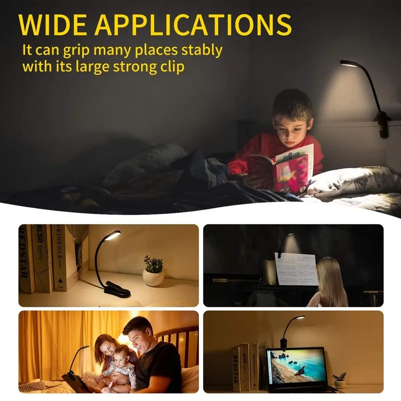 LumiLeaf 7 LED Leselampe | USB Aufladbar | 3 Lichtfarben & 9 Helligkeitsstufen | Flexibel & Augenfreundlich