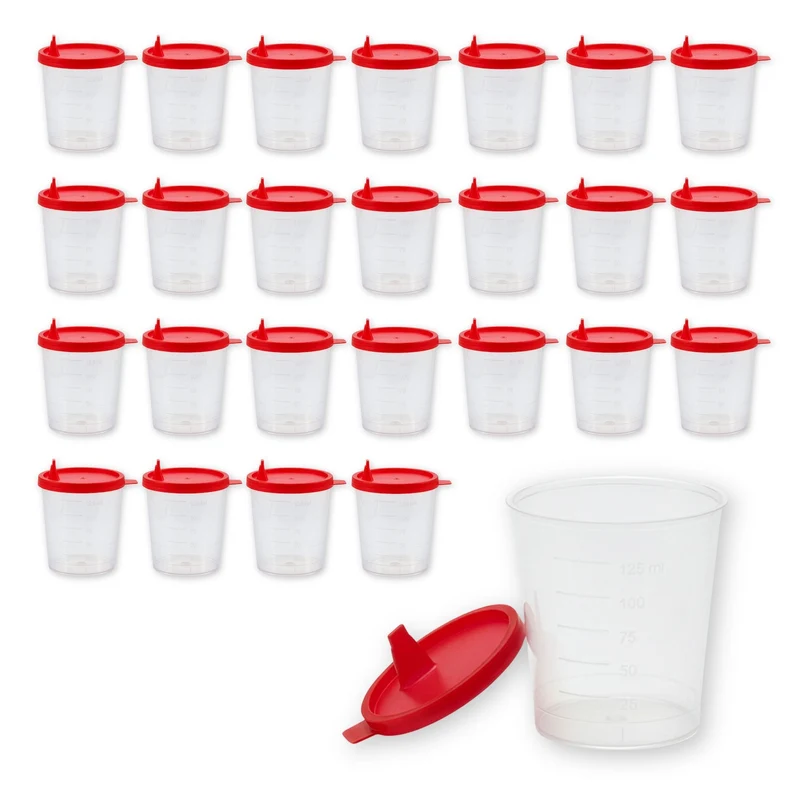 Medi-Inn Urinprobenbecher 125 ml mit rotem Schnappdeckel