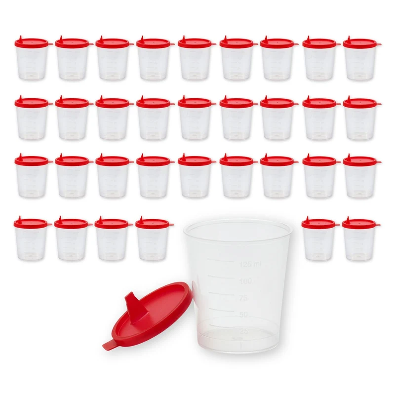 Medi-Inn Urinprobenbecher 125 ml mit rotem Schnappdeckel