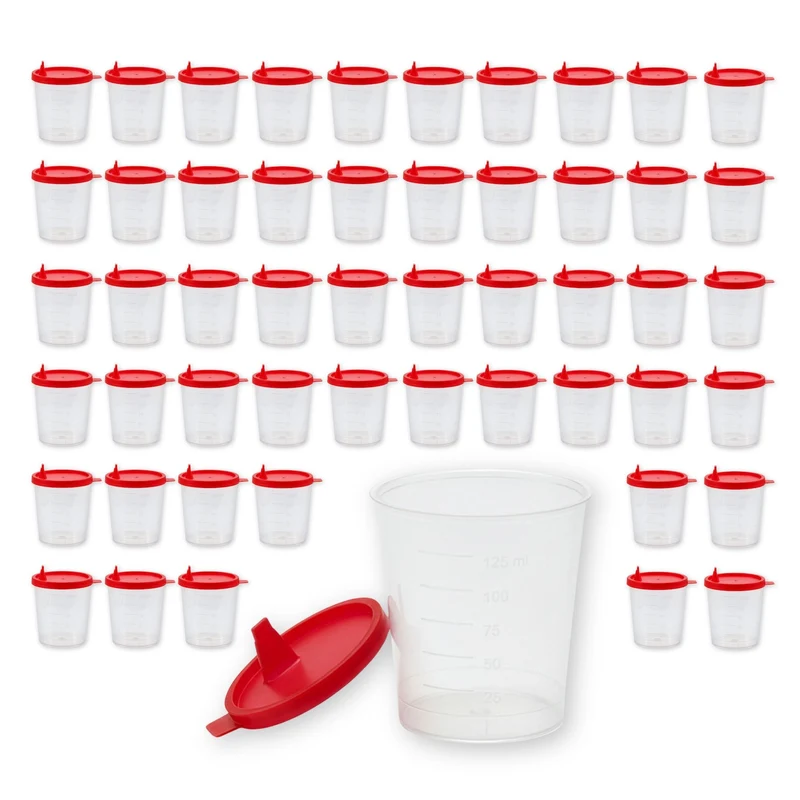Medi-Inn Urinprobenbecher 125 ml mit rotem Schnappdeckel