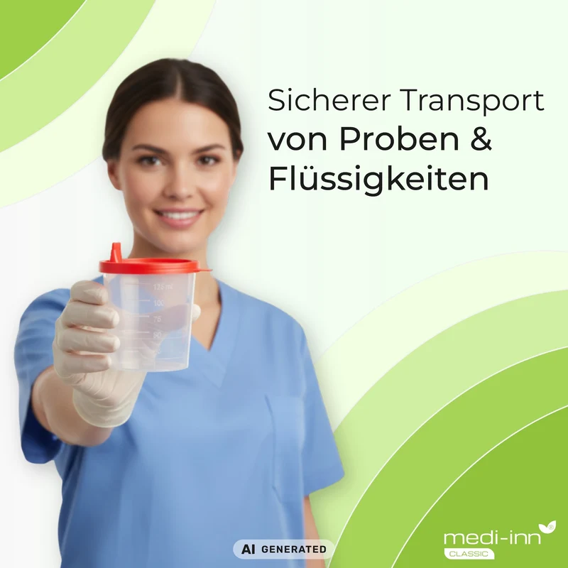 Medi-Inn Urinprobenbecher 125 ml mit rotem Schnappdeckel