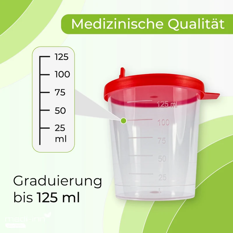 Medi-Inn Urinprobenbecher 125 ml mit rotem Schnappdeckel