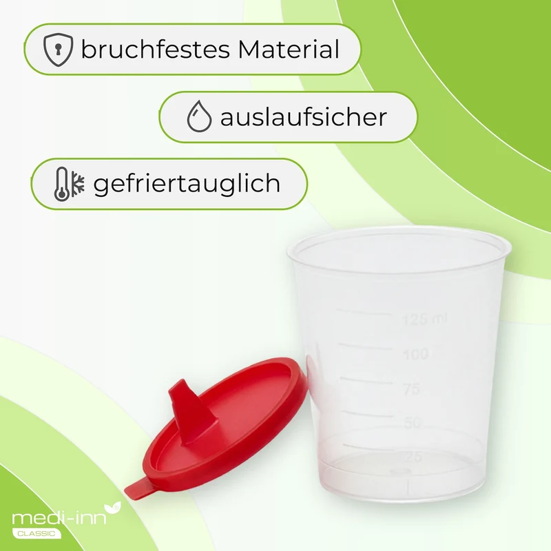 Medi-Inn Urinprobenbecher 125 ml mit rotem Schnappdeckel