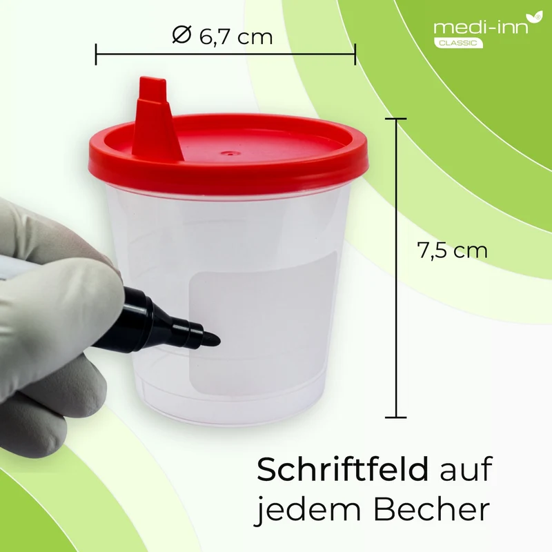 Medi-Inn Urinprobenbecher 125 ml mit rotem Schnappdeckel