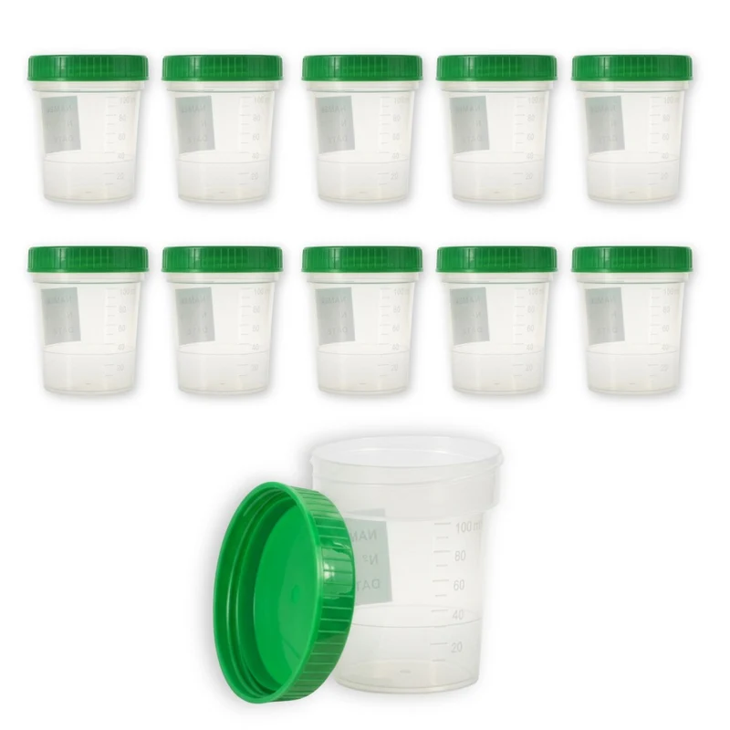 Medi-Inn Urinprobenbecher 125 ml mit grünem Schraubdeckel und Graduierung bis 100 ml