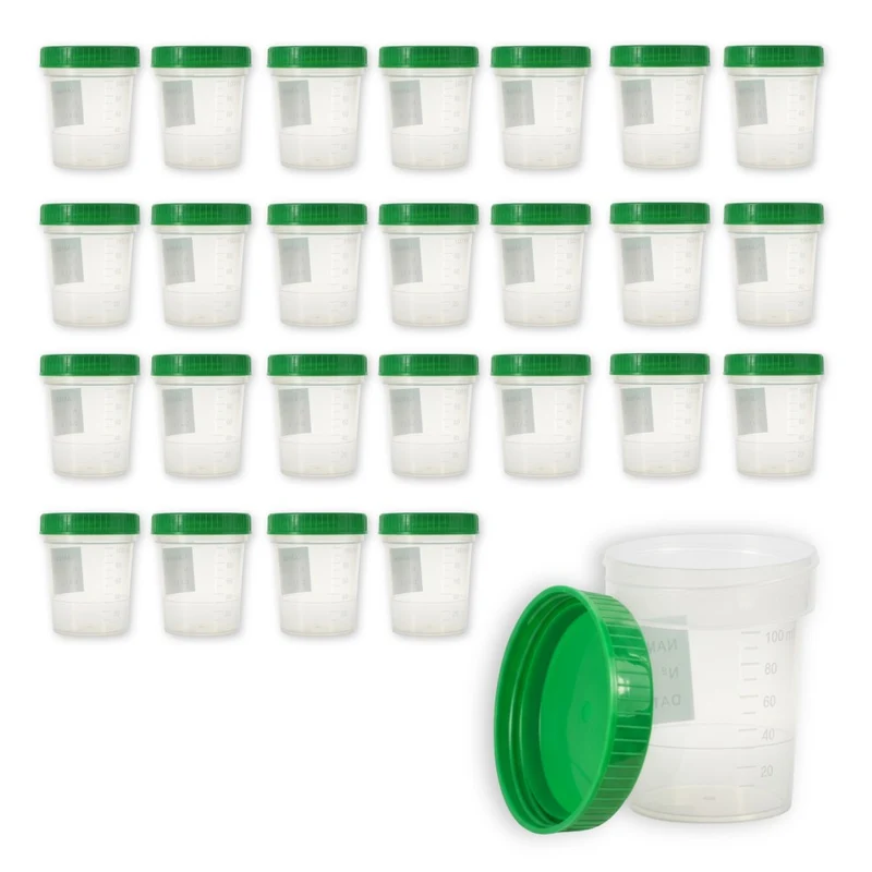 Medi-Inn Urinprobenbecher 125 ml mit grünem Schraubdeckel und Graduierung bis 100 ml