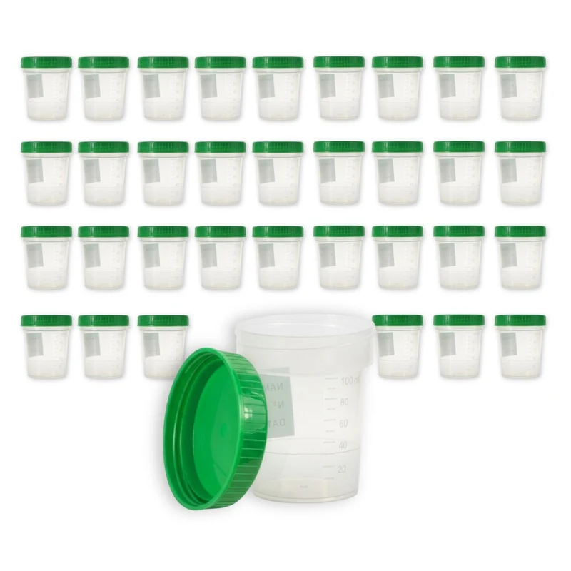 Medi-Inn Urinprobenbecher 125 ml mit grünem Schraubdeckel und Graduierung bis 100 ml