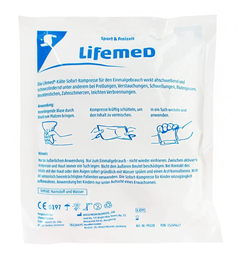 Lifemed Kälte-Sofort-Kompresse 13 cm x 15 cm weiß Größe S