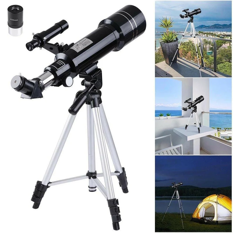 400/70mm Astronomisches Teleskop | Hochpräziser Refraktor mit stabilem Stativ und Okularset