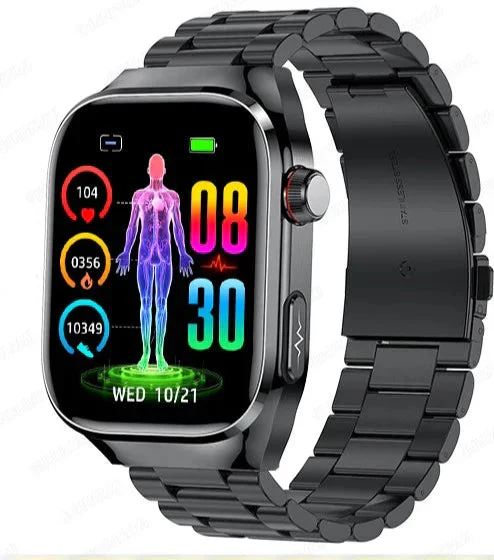 Fortgeschrittene Gesundheits-Smartwatch | ECG, Blutzucker, 2.04" AMOLED-Display & Fitnessmodi