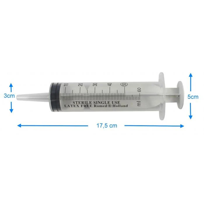 Romed Blasenspritze Wundspritze 50/60 ml, 3-teilig, mit Luer-Ansatz
