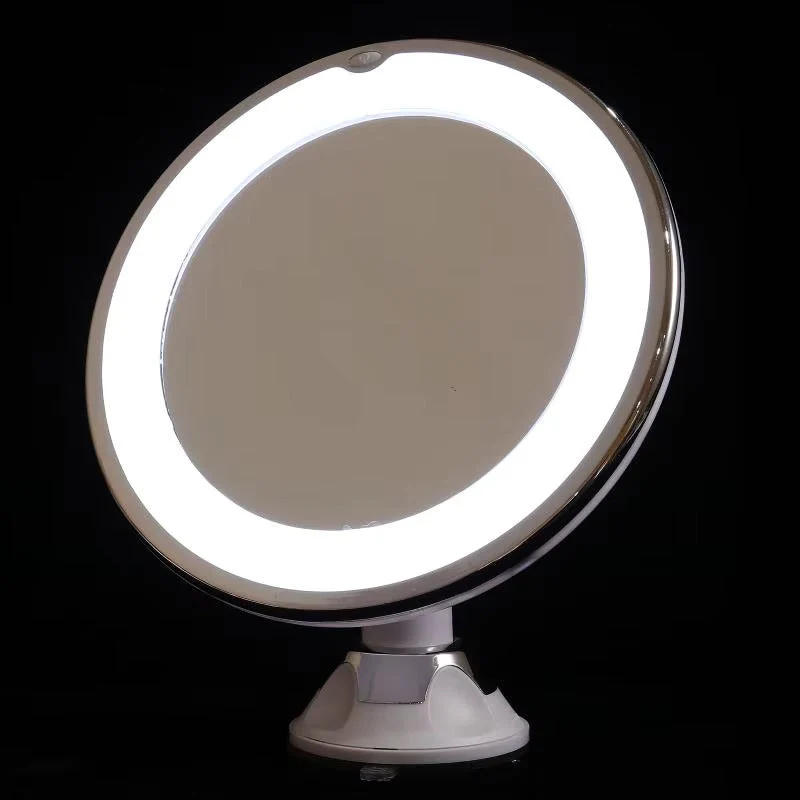 Schminkspiegel mit Licht und 10x Vergrößerung | Beleuchteter LED Spiegel rund | Kosmetix