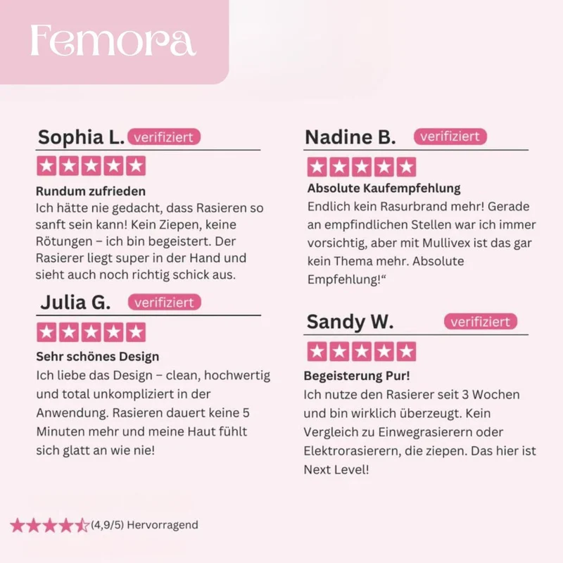 Intimrasierer für Frauen | Elektrischer Damenrasierer für Intimbereich | Bikini Trimmer | Femora