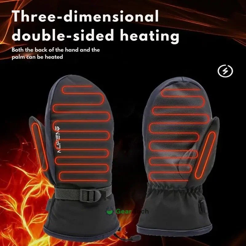 Elektrische Heizhandschuhe | Integrierte 10.000 mAh Powerbank | Beidseitige Carbonfaser-Heizelemente | 3-Stufen Thermo-Kontrolle | Wasserdichtes Daunenmaterial & Rutschfeste PU-Handfläche
