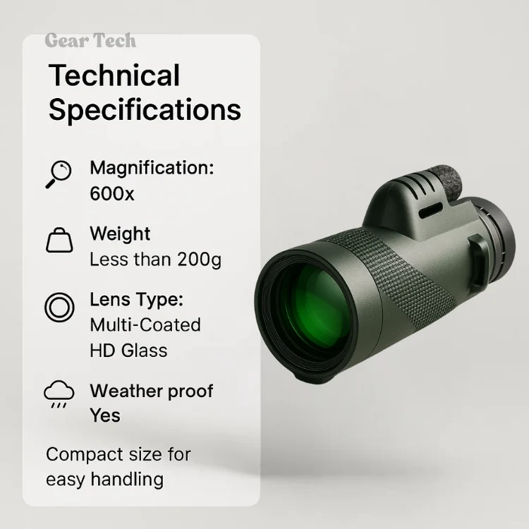 Kompakt 600x Ultra-Zoom Monokular mit Smartphone-Adapter - Wetterfest und Stoßfest