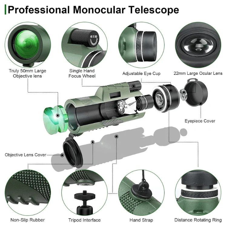 Kompakt 600x Ultra-Zoom Monokular mit Smartphone-Adapter - Wetterfest und Stoßfest