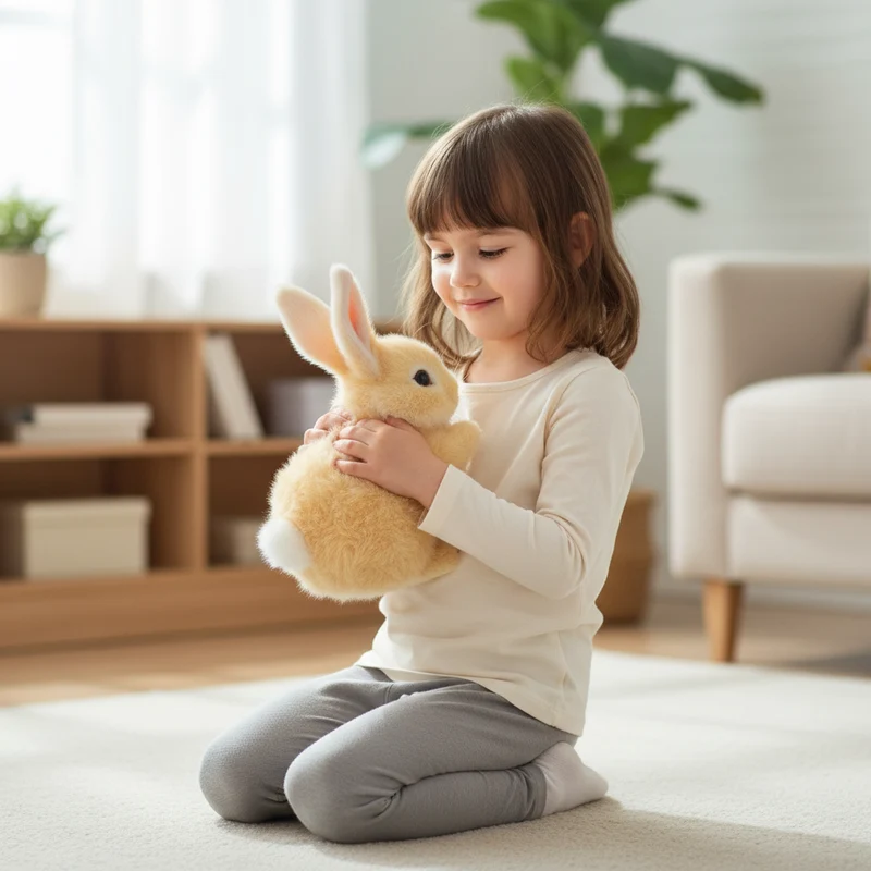 BunnyLoom Interaktives Plüsch | Motorisiertes Kinetisches Hopsystem | Hypoallergenes Synthetisches Faserchassis | Batteriebetriebenes Sensorisches Spielzeug (AA) | 22 cm Hochdichtes Elektronisches Plüsch