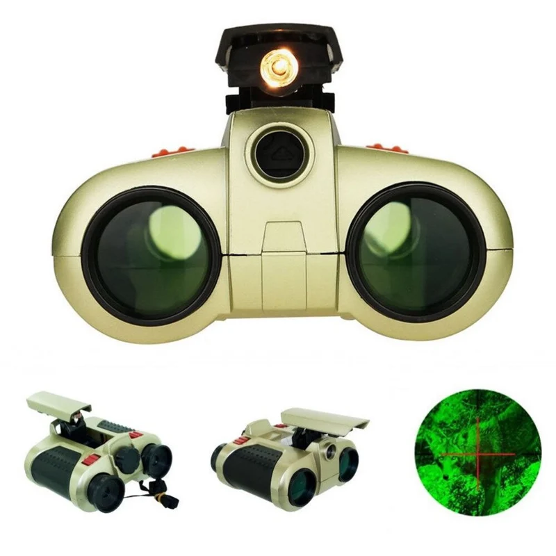 BowLift Kinder Nachtsichtbrillen & Ferngläser | 4x30mm Optische Vergrößerung | 8m Sichtbarkeit bei schwachem Licht | Integrierte Pop-Up LED-Beleuchtung | Stoßfestes ABS-Gehäuse | Einstellbare Dioptrien für Brillenkompatibilität