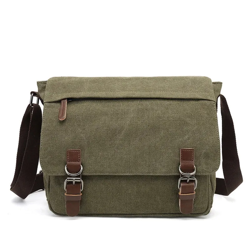 Herren Canvas Robuste Umhängetasche mit Verstellbarem Tragegurt