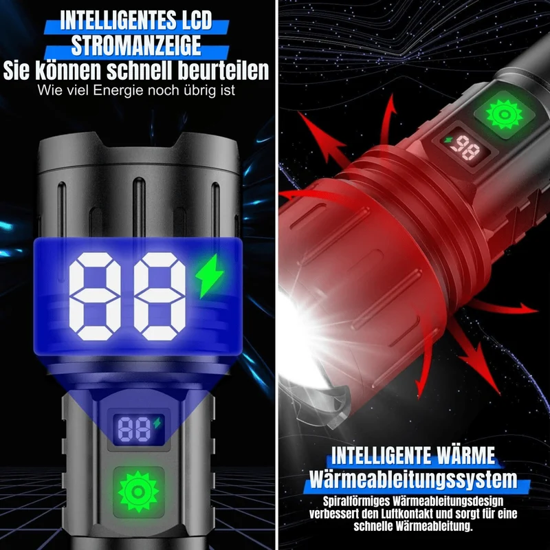 UltraBeam 100.000 Lumen Taschenlampe – Superhell und vielseitig für Outdoor und Notfälle